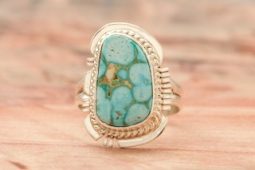 Genuine Kingman Turquoise Sterling Silver Navajo Ring